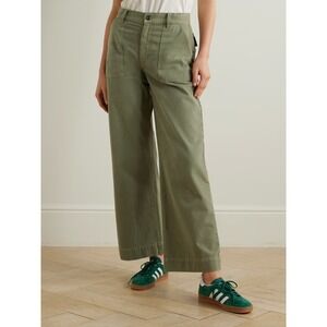 Re/Done Baker Pants Womens 26 Green Bayleaf Wide Leg Utility High Rise Jeans